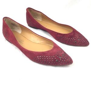 NINE WEST Red Suede Studded Flats 7.5